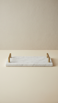 Marble Serving Tray Brushed Metal Handles