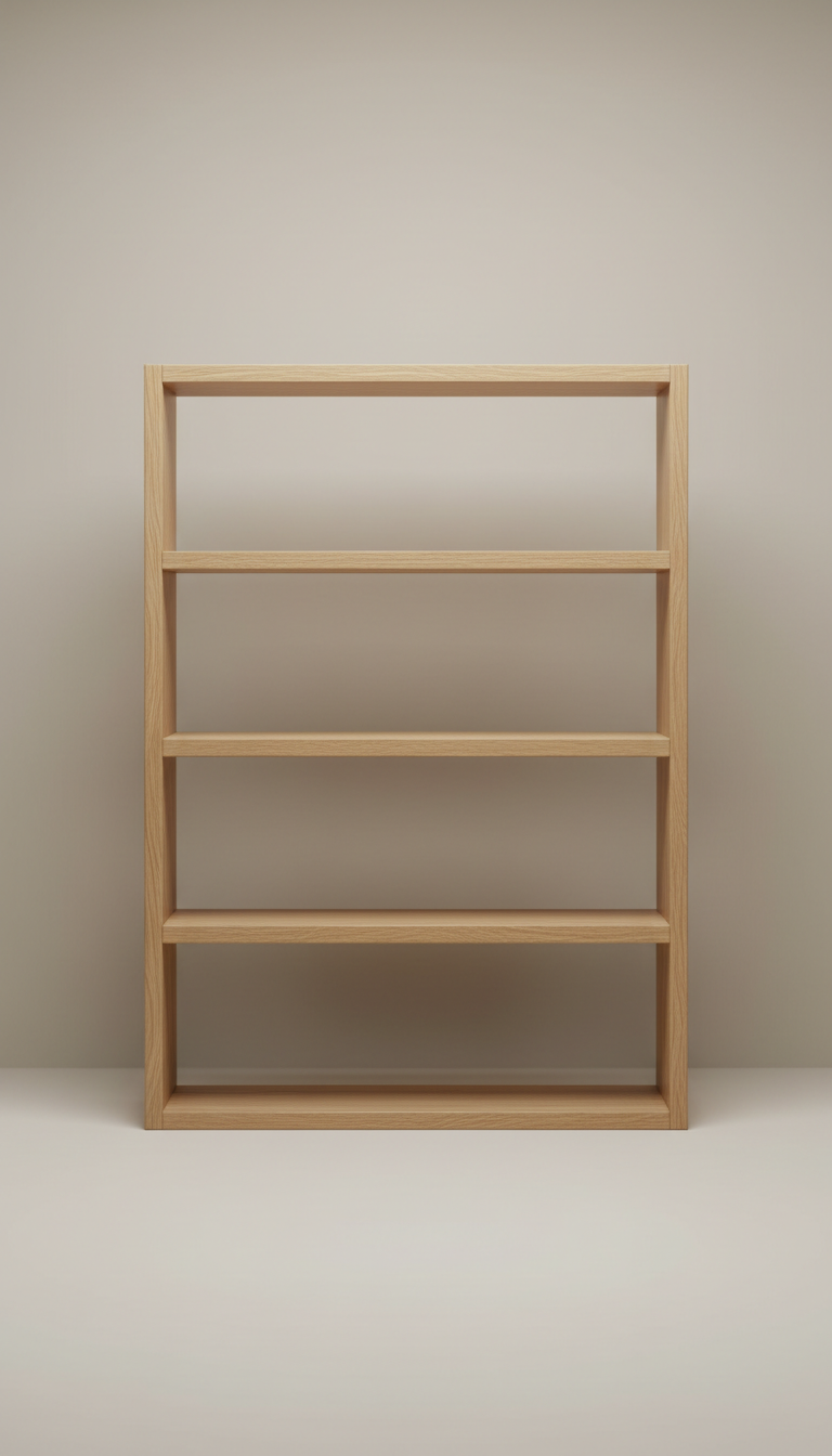 Minimalist Bookshelf Solid Oak Wood