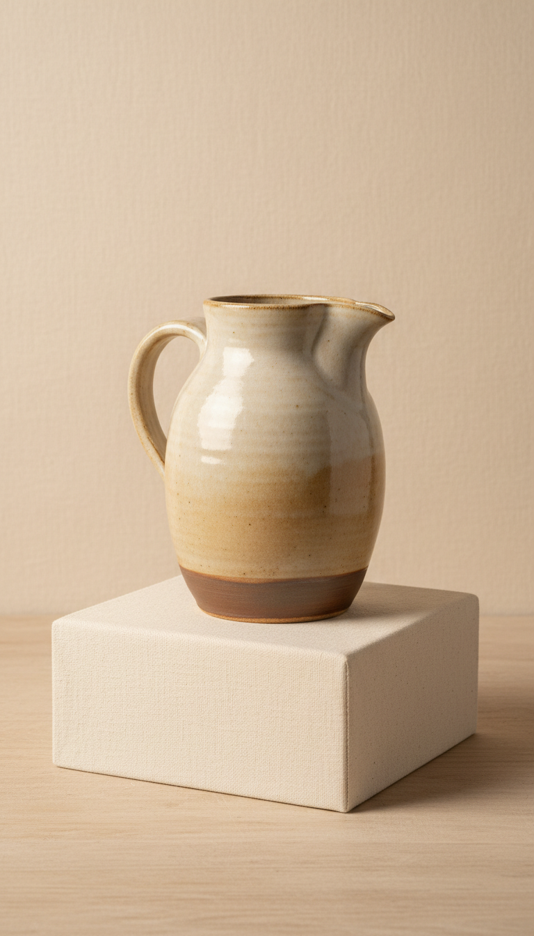Hand-Thrown Ceramic Carafe with Pinched Spout